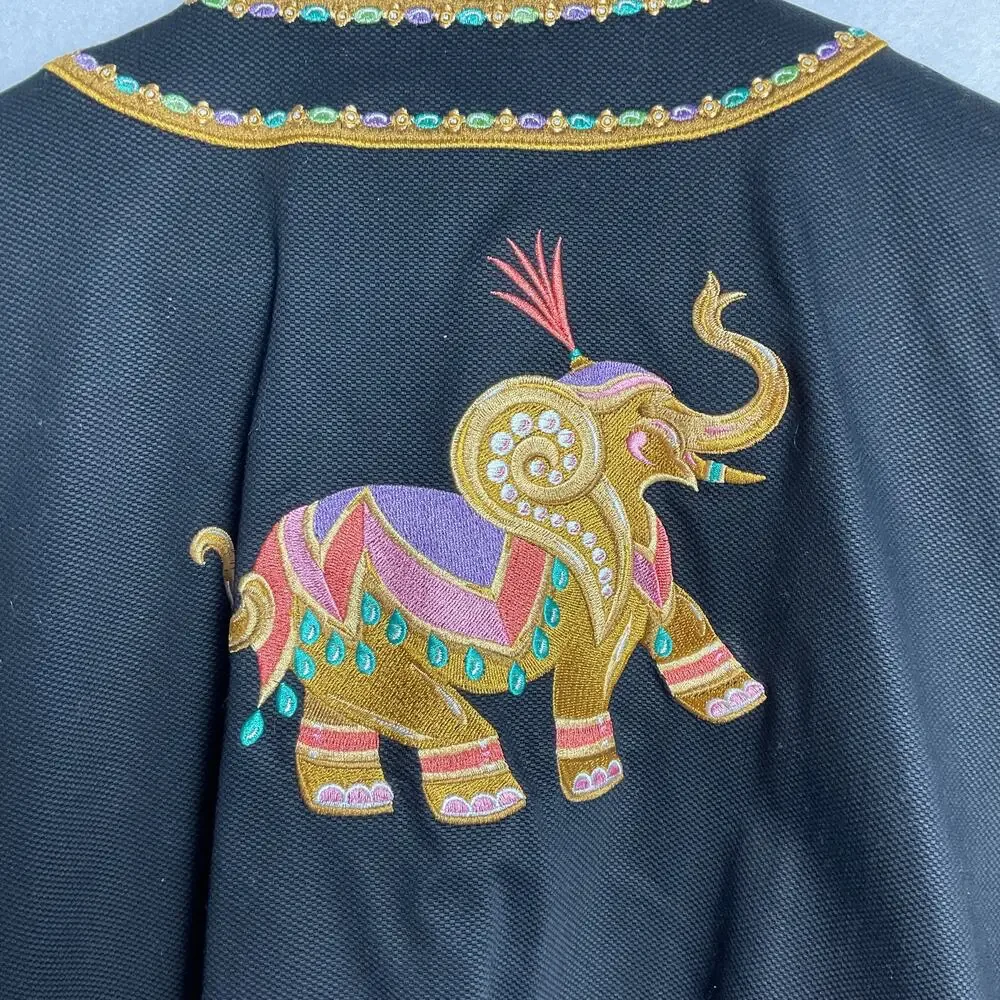 Bob Mackie Wearable Art Embroidered Elephant Jacket Womens Medium